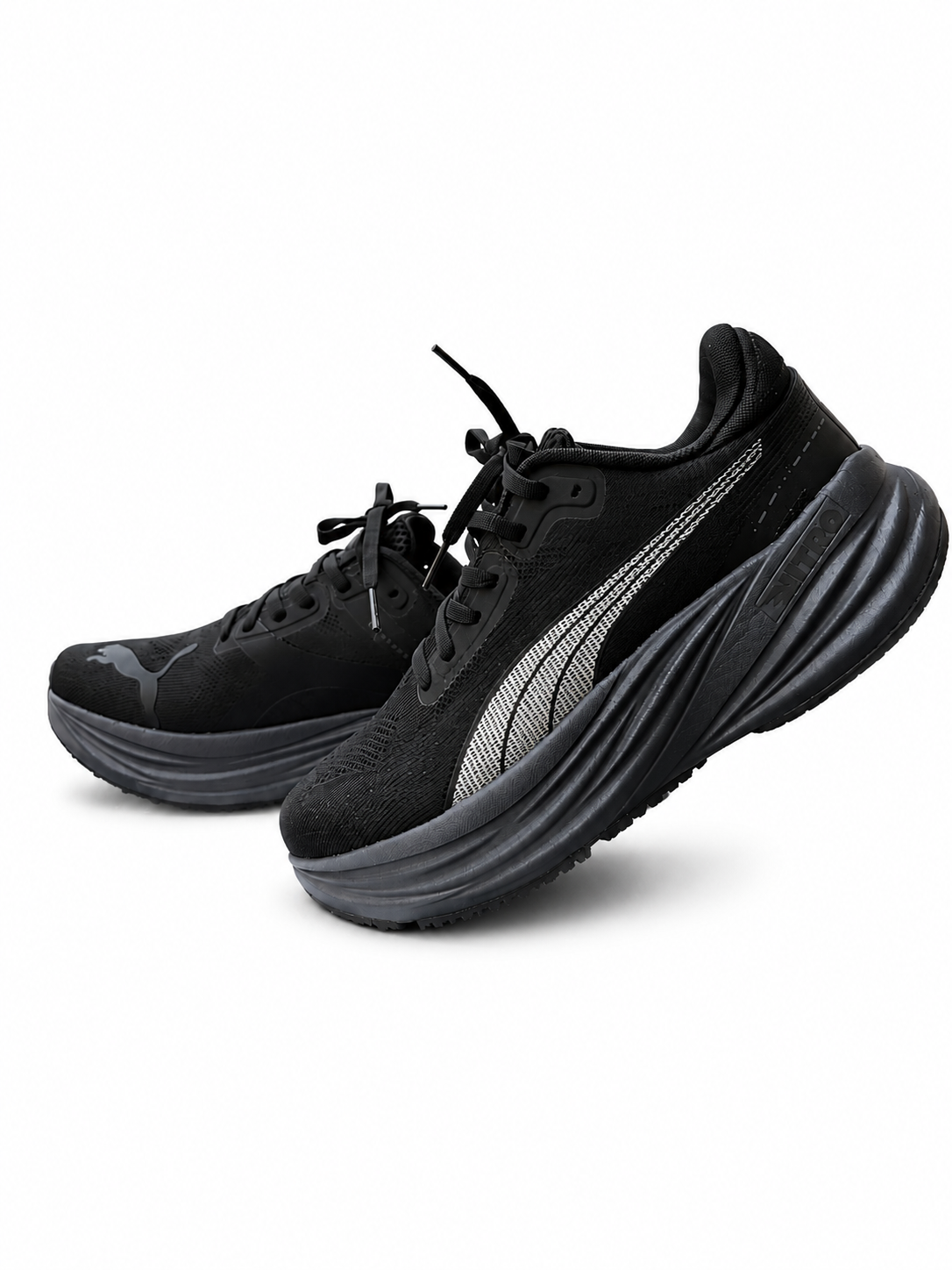 Puma Deviate Nitro - Black/White/Silver - Pair Angle View