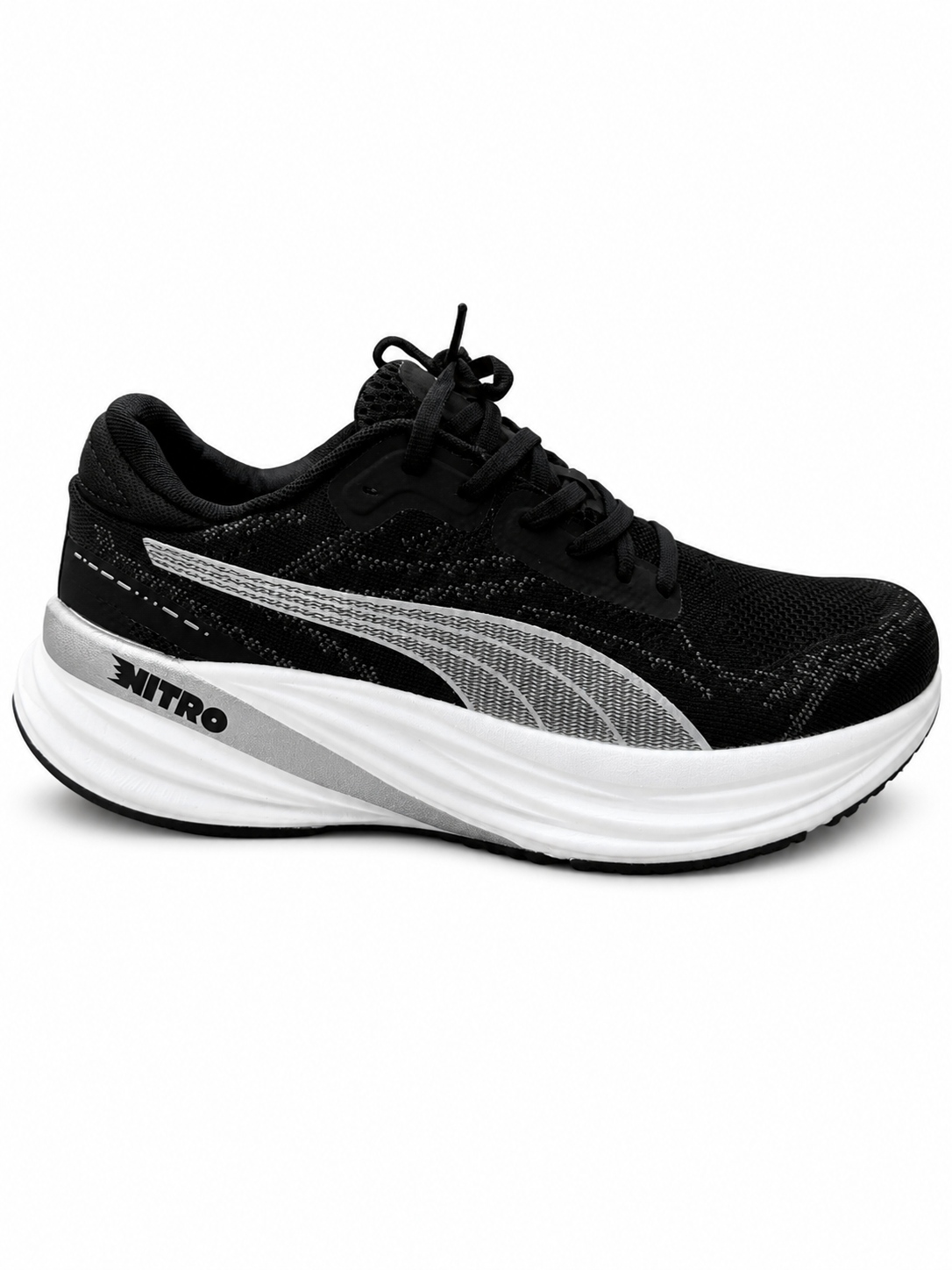 Puma Deviate Nitro - Black/White/Silver - Side View