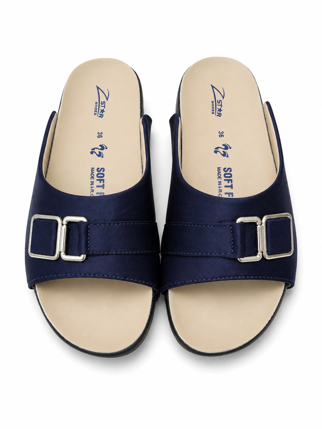 Z Star Soft Footbed Sandals (Navy - Gold Buckle)
