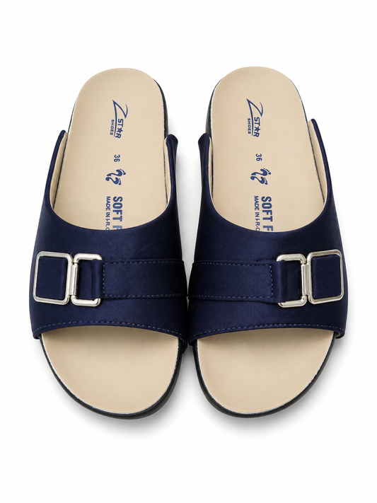 Z Star Soft Footbed Sandals (Navy - Gold Buckle)