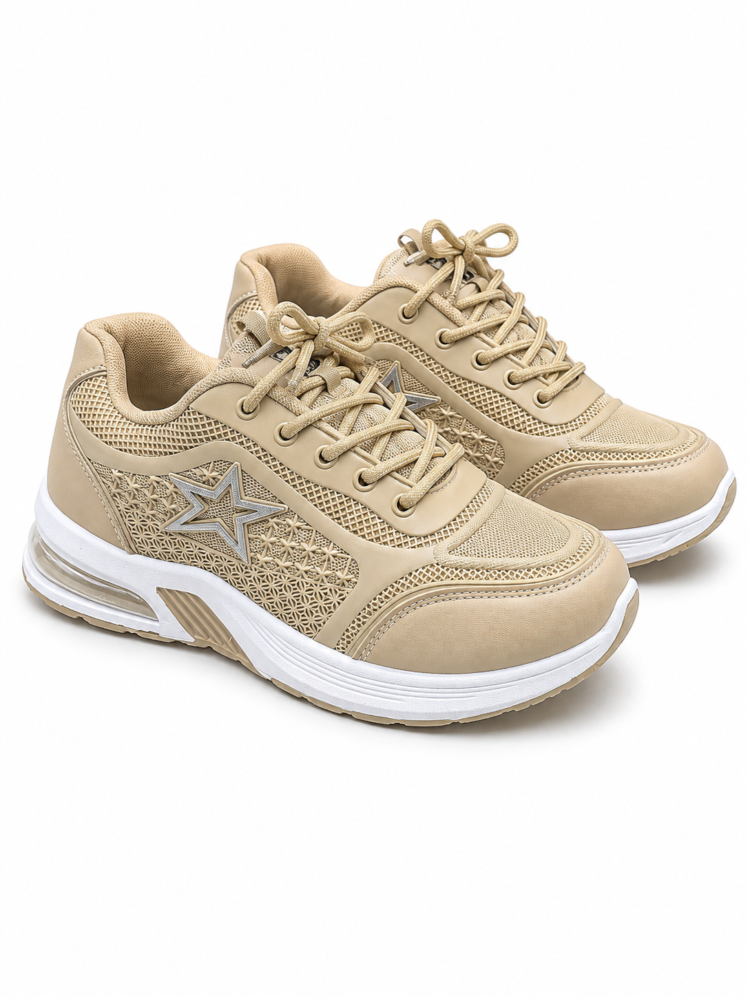 Women's Star Mesh Sneakers (Cream)