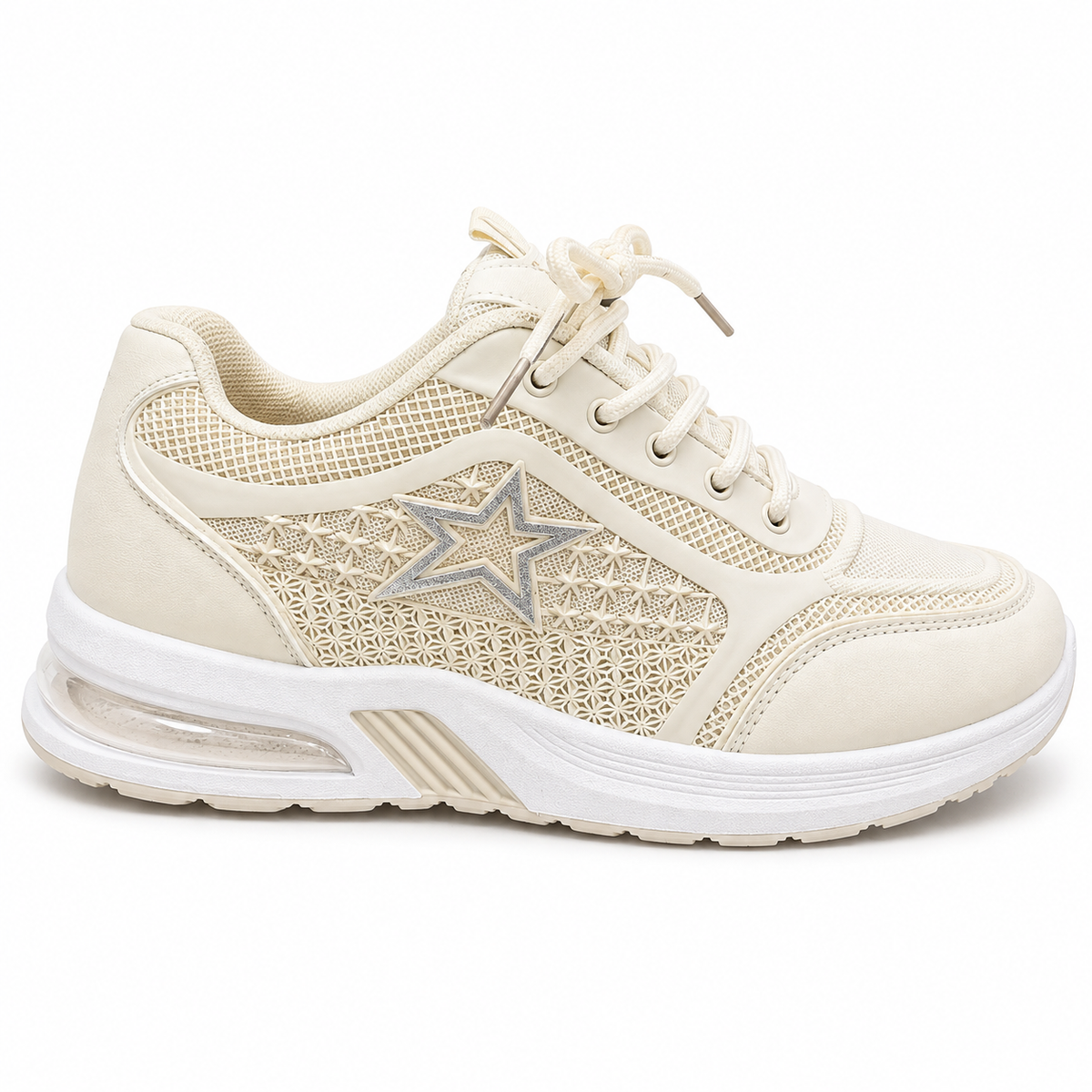 Women's Star Mesh Sneakers (Beige)