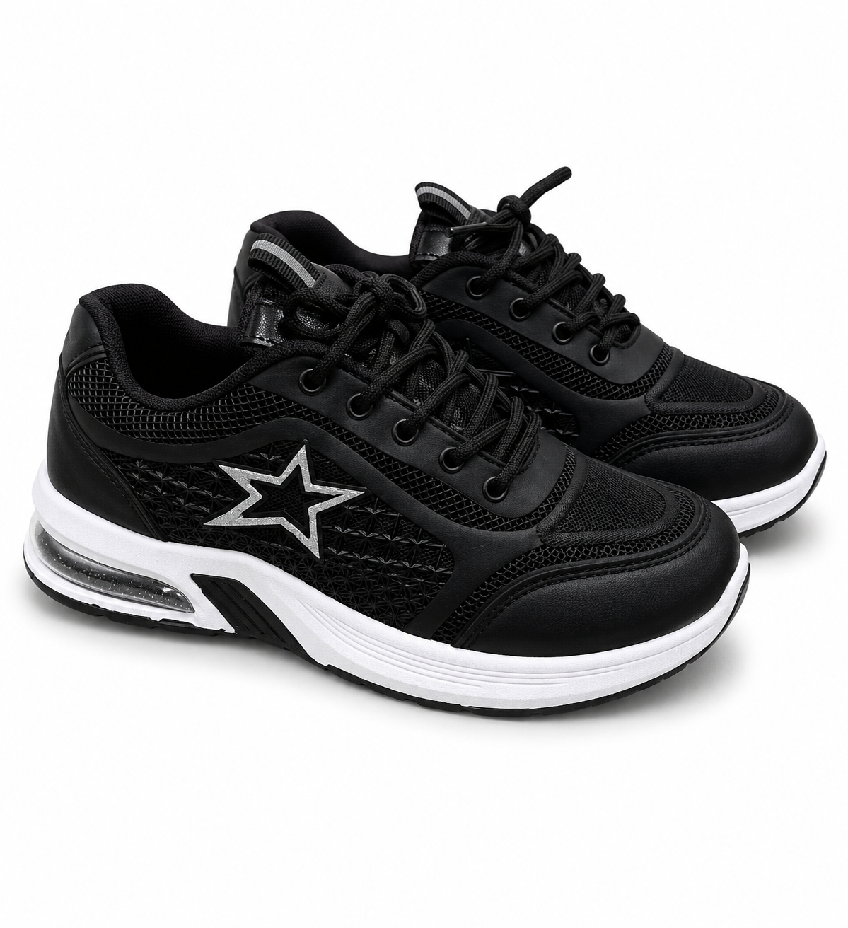 Women's Star Mesh Sneakers (Black)