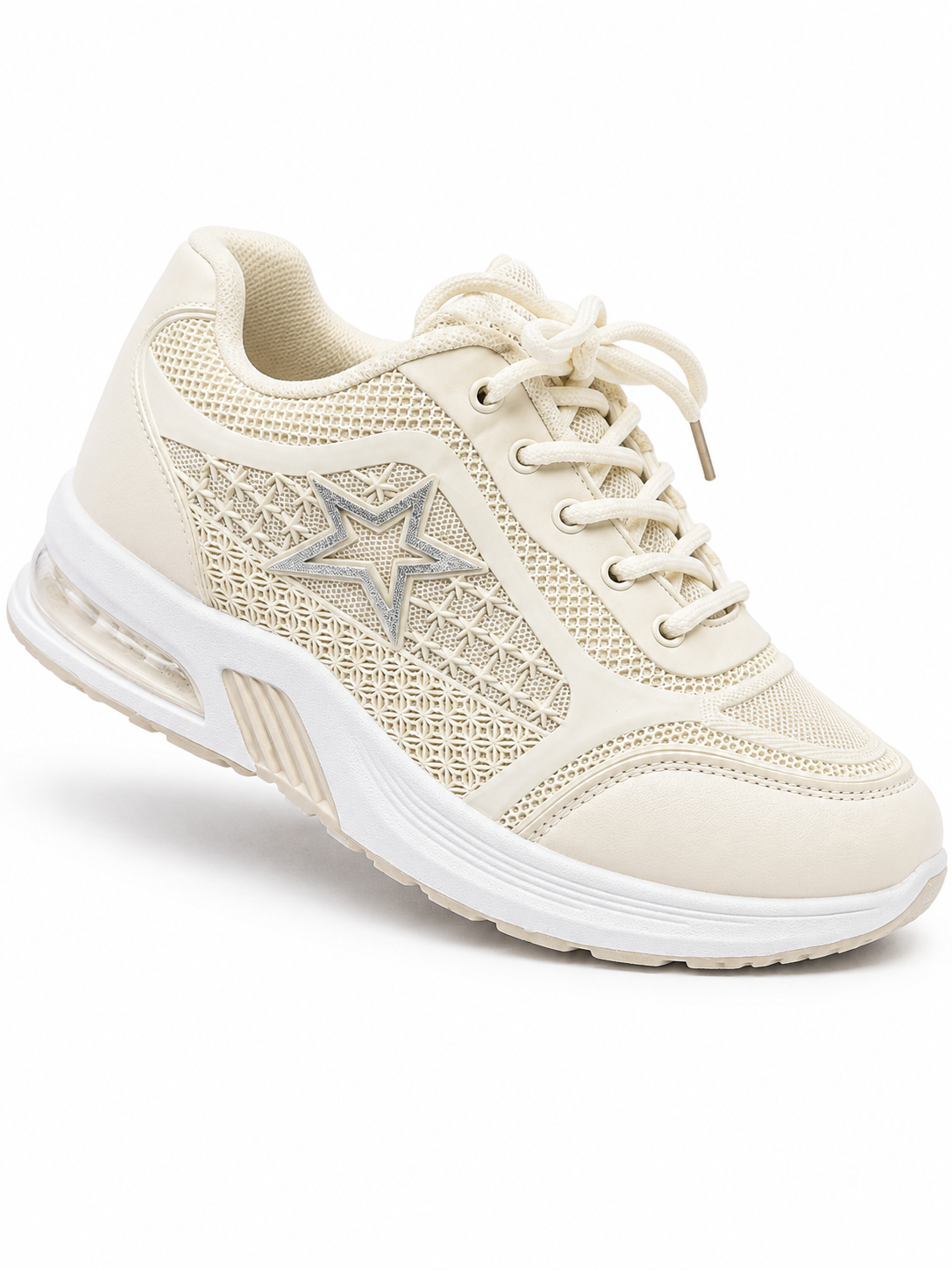 Women's Star Mesh Sneakers (Beige)